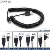 3m USB 2.0 A Male to Mini USB 5 Pin Right Angled 90 Degree Spiral Coiled Adapter Cord Cable 5ft for MP3 Players Digital Cameras Wires  Leads Adapters