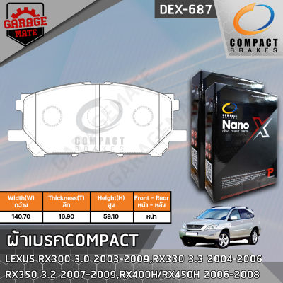 COMPACT ผ้าเบรคหน้า LEXUS RX300 3.0 03-09,RX330 3.3 04-06,RX350 3.5 07-09,RX400h/RX450h 06-08 รหัส 687