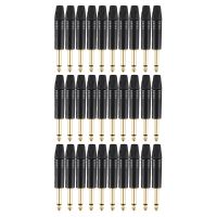 Gold Plating 10Pcs Plug Mono Professional 2 Pole 6.35 Mm 6.5Mm Stereo Jack Plug Neutrik 6.35Mm Jack Black