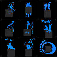 Light Switch Sticker Luminous Wall Stickers Cartoon Glow in the Dark Sticker Decal for Kids Room Decoration Home Decor Cat Fairy