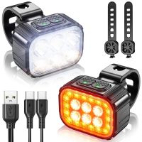 ☑▬ Bicycle Q6 Light Set Bike LED Front Rear Lights USB Charge MTB Road Bike Highlight Lamp Cycling Light Lamp Cycling Accessories