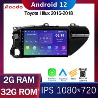 Acodo 2din Android 12.0 Headunit For Toyota Hilux 2016-2018 Car Stereo 2G RAM 16G 32G ROM Quad Core DSP iPS Touch Split Screen with TV FM Radio Navigation GPS Support Video Out Steering Wheel Control with Frame