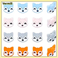 VERMILL 12 Piece ซิลิโคนทำจากซิลิโคน ลูกปัดซิลิโคนจิ้งจอกน่ารัก 0.950.8นิ้วค่ะ รูปร่างสุนัขจิ้งจอก ลูกปัดคั่นรูปสัตว์ ฝีมือประณีตประณีต ลูกปัดสุนัขจิ้งจอกที่สร้างสรรค์ สำหรับผู้หญิง