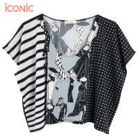 iCONiC MADAM TOP #4962 เสื้อผญ ผ้าเรย่อนยืด ลายสาวฝรั่งเศส เสื้อครอป ยาว 44ซม. ทรงหลวม เสื้อแฟชั่น เสื้อสั้น เสื้อพิมพ์ลาย เสื้อไฮโซ เสื้อออกงา