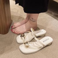 Set toe with skirt flat sandals womens summer outer wear small fragrance style 2023 new online red beach shoes 【JYUE】