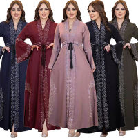 Eid PARTY โมร็อกโก abaya เปิดซิปผู้หญิงมุสลิมเพชรชุดตุรกีอาหรับ Robe Femme ดูไบ Kaftan ramadan อิสลาม jalabiya.