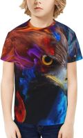 Kids T-Shirt Short Sleeve Fire Eagle Blue Flaming Boys Girls Tee Shirts Tops