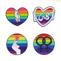 blg 4 Styles Rainbow Brooch Pins Hands In Hands Emblem Brooch  Broom for Women 【JULY】