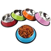 Piring Makan Hewan STAINLESS WARNA WARNI ukuran Dog Bowl Tempat Makan Kucing Anjing