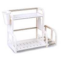 Kitchen Organization Multifunctional 2 Layer Seasoning Cutting Board Double Shelf Storage Rack