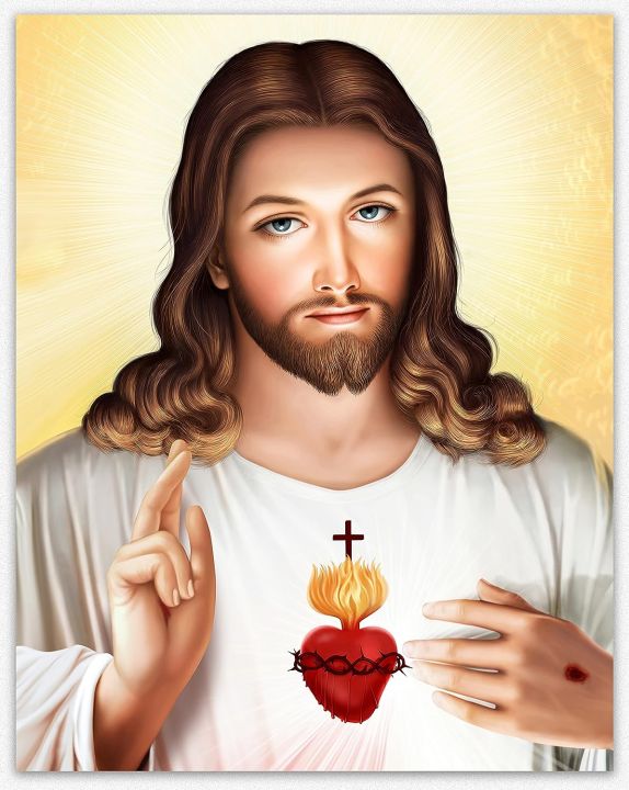 Sacred Heart of Jesus Religious Home Decor & Modern Painting of