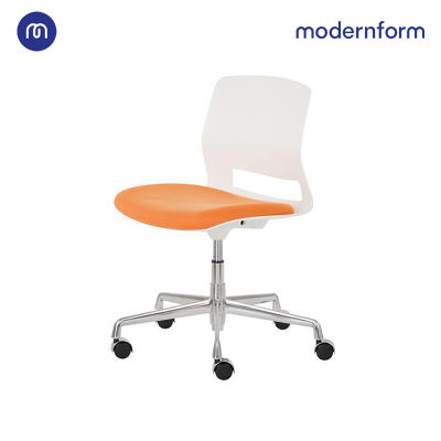 Modernform เก้าอี้เอนกประสงค์ เก้าอี้สัมมนา เก้าอี้ทำงาน รุ่น ESN-006C สีส้ม เก้าอี้บาร์เตี้ย-ปรับสูงได้ สีสันสดใส ขาอลูมิเนียม ล้อไนลอน