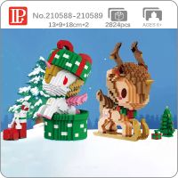 LP Merry Christmas Unicorn Deer Sleigh Stocking Animal Tree Pet Doll Mini Diamond Blocks Bricks Building Toy for Children no Box