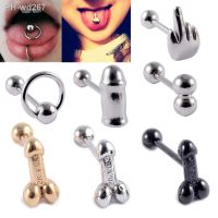 1PCS Surgical Steel Tongue Rings Punk Rock Style Hypoallergenic Piercing Tongue Nails Tongue Barbells Piercing Body Jewelry 14g