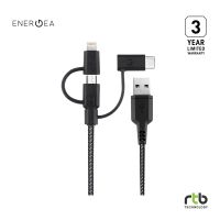 Energea สายชาร์จ 1.5M รุ่น NyloTough 3 IN 1 Micro USB + Lightning MFi + USB C - Black