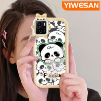 YIWESAN เคสสำหรับ VIVO Y15s เคส Y01 Y15a ลายการ์ตูนน่ารักแพนด้าสีสันสดใสเลนส์กล้องถ่ายรูปแบบนิ่มมอนสเตอร์ตัวน้อยเคสมือถือกันกระแทกแบบใสป้องกันซิลิโคนง่ายเคสความคิดสร้างสรรค์โปร่งใส