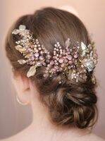 【hot】✓۩  Bridal Gold Tricuspid Headband Wedding Hair Vine Hairpiece Accessories