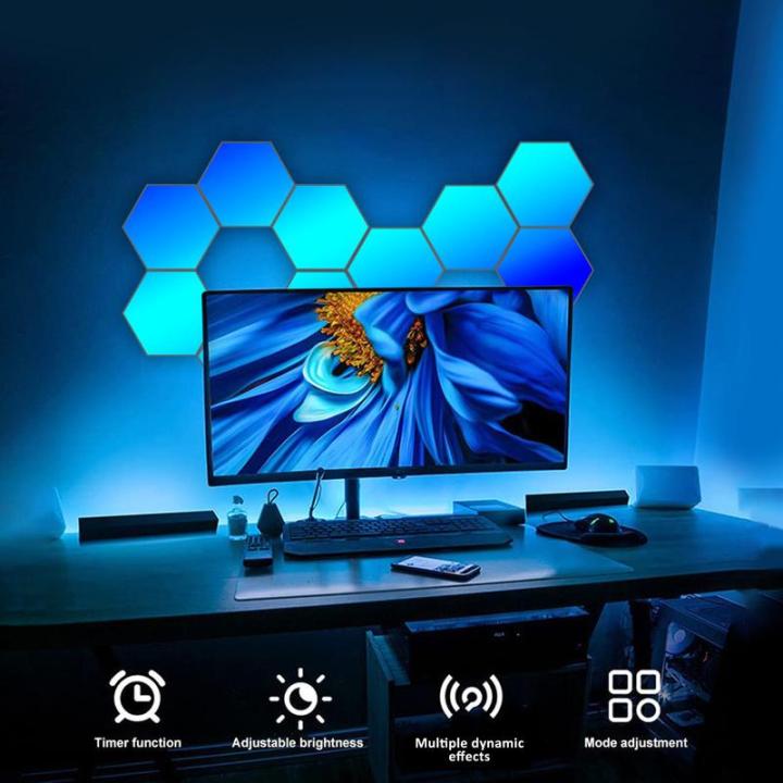 LED Hexagon Lights, Smart Hexagon Wall Lights App & Remote Control,LED  Light Panels Gaming Lights for Wall Music Sync,DIY