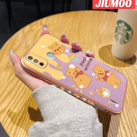 เคส JIUMOO สำหรับ Tecno Spark Go 2020 Spark ไป2021 Spark 6 Go เคสการ์ตูนวินนี่ขอบช้อนส้อมมีดหมีพูห์ดีไซน์ใหม่สี่เหลี่ยมเคสมือถือลวดลายเคลือบแบบบางกล้องฝาปิดเลนส์เต็มปกป้องเคสนิ่มกันกระแทก