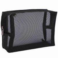 Black Mesh Makeup Bag See Through Zipper Pouch Travel Cosmetic and Toiletries Organizer Bags Pack of 12(S,M,L)