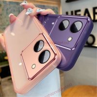 เคสโทรศัพท์ชุบสี่เหลี่ยมสำหรับ Vivo Y36 Y27 Y35 Y22s Y02T Y78 Y 36 Y 27 Y 02T Y 16 Y 35 Y 78 4G 5G แฟชั่นคู่รักเลนส์กล้องซิลิโคนนิ่มเลนส์กันกระแทกด้านหลังผ้าคลุม