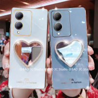 ที่สร้างสรรค์ เคส Phone Case VIVO Y17s VIVOY17s 4G เคส INS น่ารักหัวใจเงางามเพชรเทียมเคสนิ่มลายการ์ตูนกระจกบางเฉียบป้องกันการตกเคสโทรศัพท์แฟชั่น Cover 2023