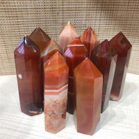 ควอตซ์ธรรมชาติจุดสีแดง Carnelian ควอตซ์ Wand Healing หิน Agate Hexagonal Prism Energy Ore พีระมิดตกแต่งบ้าน