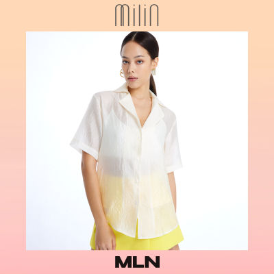 [MILIN] Collared V neckline short sleeves textured polyester shirt เสื้อเชิ้ตผ้าคอปกแขนสั้น Effort Shirt / MLN