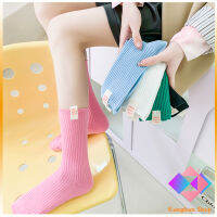 KANGBAN ถุงเท้ากีฬา ข้อยาว ผ้าฝ้าย ถุงเท้าข้อกลาง แฟชั่นฤดูใบไม้ร่วง womens socks