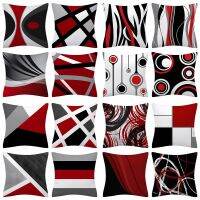 Trendy Black Red Post-modern Abstract Lines Cushions Case Polyester Fashion Striped Decorative Pillows for Sofa Seat Home Decor