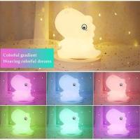 ☃♝■ Dino Night Light Rechargeable Touch Lamp Kids Table Bedside Light