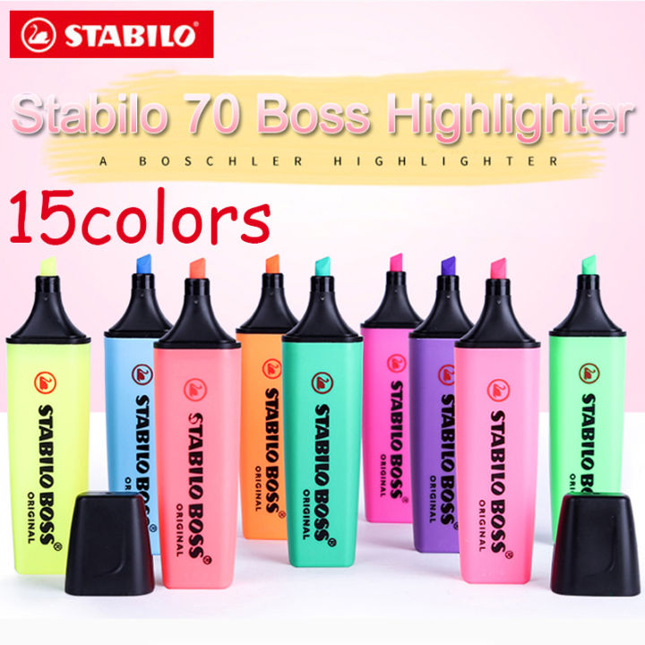 15สี-stabilo-boss-markers-textmarker-original-70ปากกาเน้นข้อความ-stroke-key-marker-พร้อมความจุขนาดใหญ่สีเครื่องเขียน