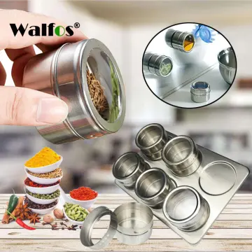 Magnetic Spice Tins Stainless Steel Storage Spice Containers, Clear Top Lid  with Sift or Pour Magnetic on Refrigerator and Grill - China Magnet Spice  Tins and Spice Jars Magnetic price