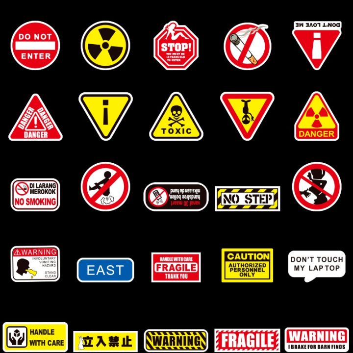 50-pcs-warning-signs-stickers-for-laptop-motorcycle-bike-luggage-guitar-home-decor-diy-danger-banning-reminder-funny-sticker