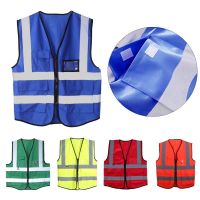 2022 New Hi-Vis Safety Vest With Zipper Reflective Jacket Security Waistcoat 5 Pockets