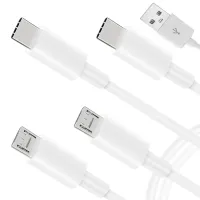 สายชาร์จ USB 4ทางแบบพกพา1 In 4 Out หลายพอร์ต USB สายชาร์จไปยัง2x Type-C + 2x สายไฟต่อขยายขนาดเล็ก