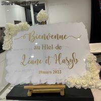 【LZ】▩  Bienvenue AU HLEL DE Stickers Wedding Sign Vinyl Custom Texts Wedding Birthday Parties Decals Unique Wedding Mirror Sticker