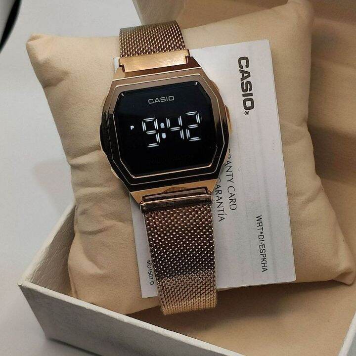 Design Time Watch A1000 RoseGold Touch Watch Casio NonTarnishing Stainless Water Resistant