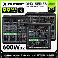 มิกเซอร์มืออาชีพพร้อมเพาเวอร์แอมป์  X-DUOMIC DMX-4 DMX-6 DMX-8, มิกเซอร์ 4/6/8 แชนเนล , เอฟเฟกต์ดิจิตอล DSP ในตัว 99 ชนิด,บลูทูธในตัว , แหล่งจ่ายไฟ Phantom +48V สำหรับไมโครโฟนคอนเดนเซอร์ , สวิตช์ช่องสัญญาณ