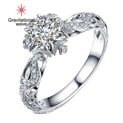 แหวนพลอยเทียมสำหรับผู้หญิงแหวนหมั้นแบบเปิดปรับได้หรูหราเป็นประกายแหวนหมั้น/แต่งงานเพชรแฟชั่นของขวัญวันเกิด
