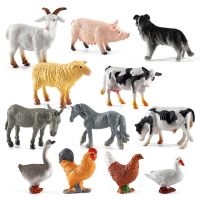 Action FiguresZZOOI 12pcs Realistic Animal Figurines Simulated Poultry Action Figure Farm Dog Duck Cock Models Education Toys for Children Kids Gift Action Figures