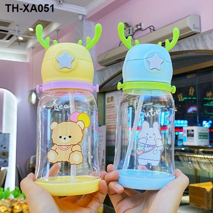 new-web-celebrity-cartoon-cup-childrens-large-antlers-plastic-students-gifts-wholesale-sippy-cups