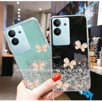 มันวาว เคส Phone Case VIVO V29 Pro V29e Y27 Y78 5G 4G เคส ใหม่แฟชั่นที่สร้างสรรค์อินเทรนด์ผีเสื้อ3D น่ารักซิลิโคนกันกระแทก2023ลูกปัดแฟชั่น เคสโทรศัพท