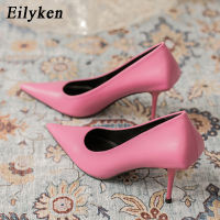 Eiyken สีเขียวรองเท้าส้นสูงปั๊มแหลมนิ้วเท้าใบบนผู้หญิงเซ็กซี่พรหมแต่งงานสุภาพสตรี S Tripper 2023รองเท้าใหม่ ~