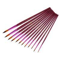 12pcs/set purple rod round front oil paint brushes, two-color nylon hair art supplies 21cm long art supplies for painting