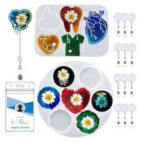 blg Resin Molds Badge Reels Subject of Medical-Nurses ID-Card Holder Silicone Mold with Retractable Badges Clip Sticker 【JULY】