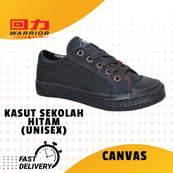 Kasut Sekolah Jenama Warrior Bertali Black Shoe Lace Warrior