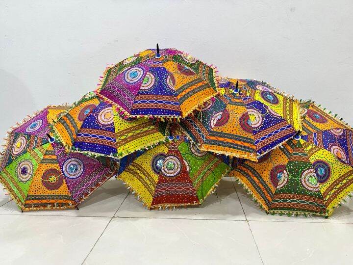 Multicolor Indian Umbrella, Decoration Umbrella, Embroidered ...