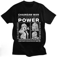 【New】เสื้อยืดสีขาว Crop T-Shirt Casual Short Sleeve Anime Print Chainsaw Man Denji Power  Harajukuเสื้อยืด เสื้อยืดสีพื้_16