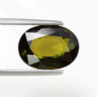 2.70 ct พลอยแท้ ทัวร์มาลีน สีเขียว ทรงไข่ เนื้อสวย สะอาด